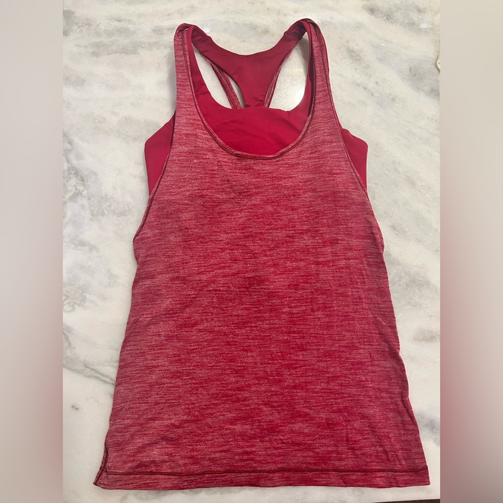 Lululemon Pink Open Back Top w/Built in sports Bra - Size 2